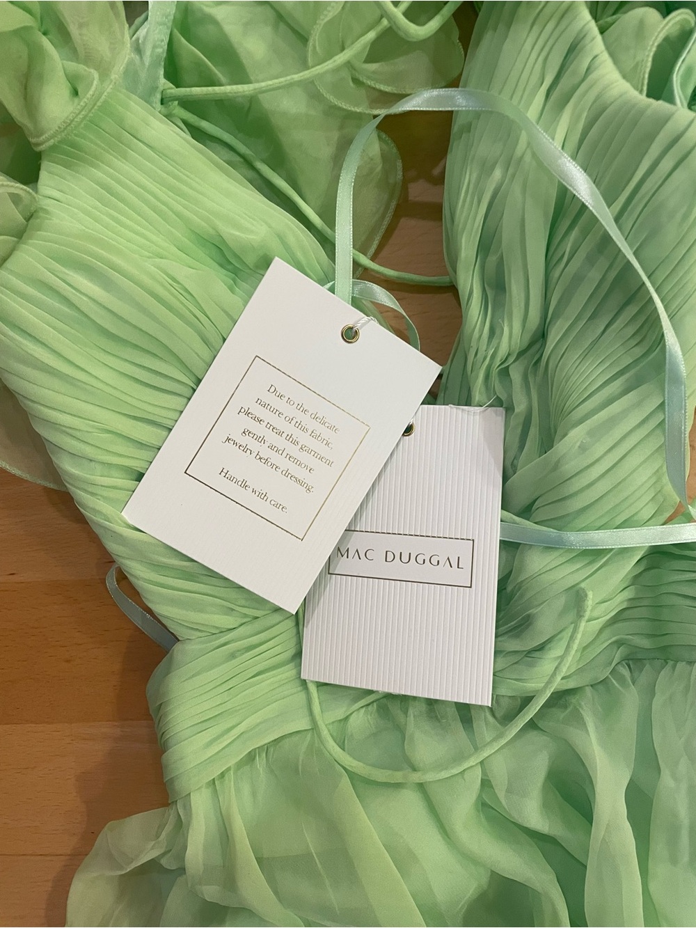 Mac Duggal Pastel Green Ruffle Sleeve Cutout Maxi Gown - Picture 6 of 8